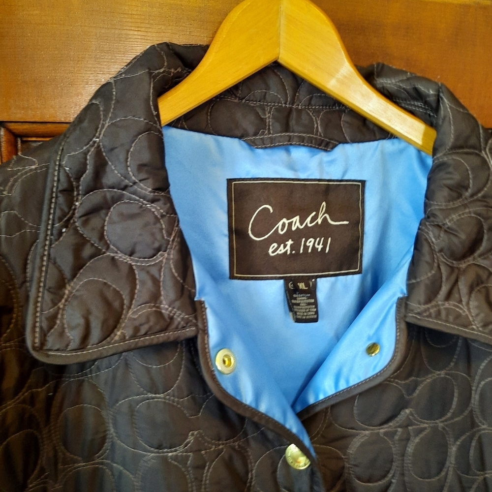 Coach Quilted Signature C Barn Jacket Chocolate Brown Embroidered Logo Size XL - Picture 4 of 16
